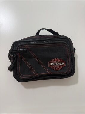Harley-Davidson Black Crossbody Bag with Orange Stitching
